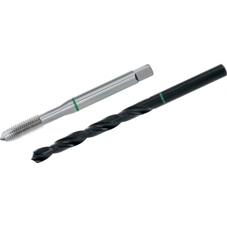 Metrikus (normál) gépi menetfúró CSH Form C39°HSS-E zöld gyűrűs + magfúró TWINBOX